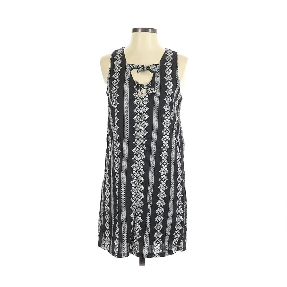 Love Richie Striped Patterned Tie Mini Dress